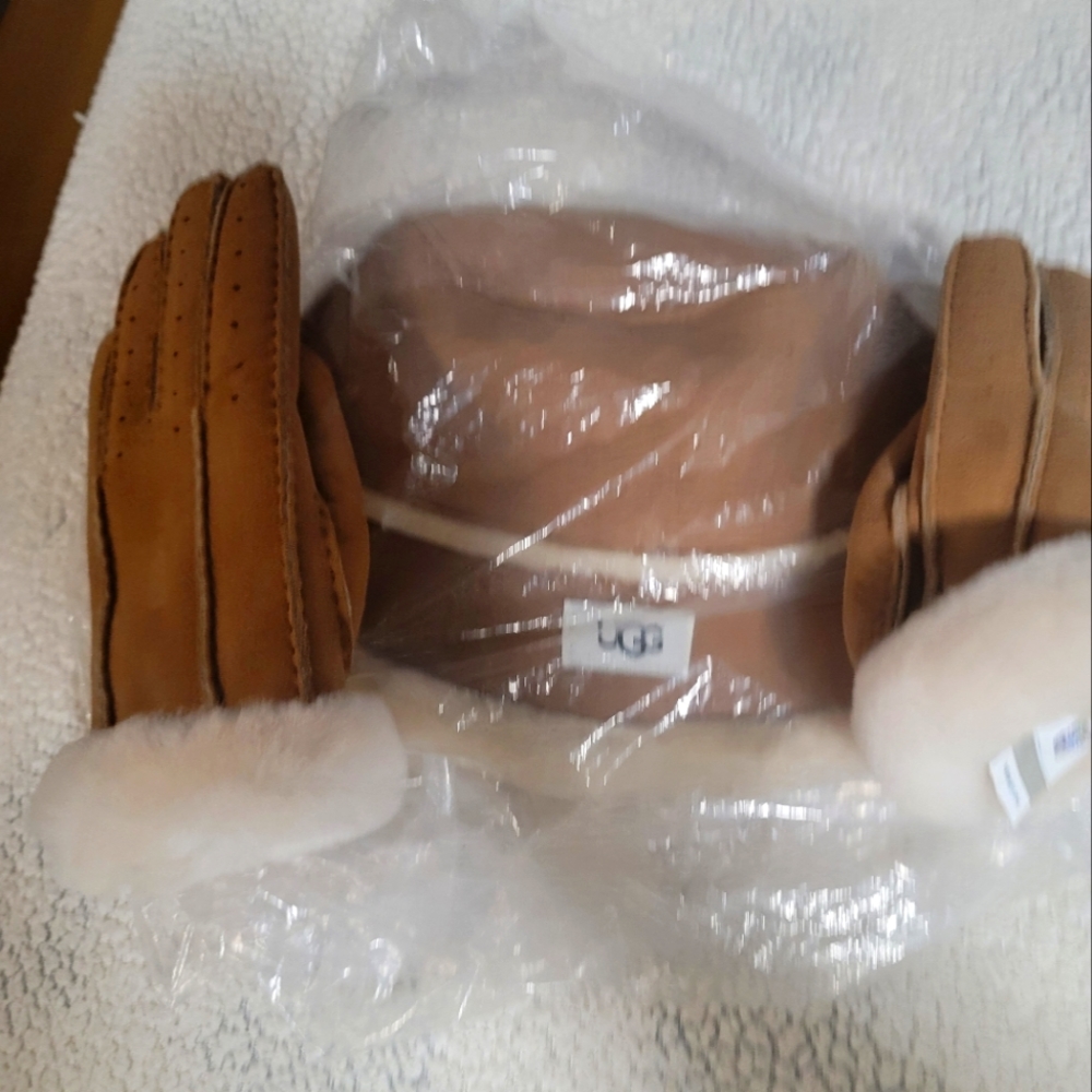 Authentic Ugg sherling hat and matching gloves. Never worn. A gift I won't use.